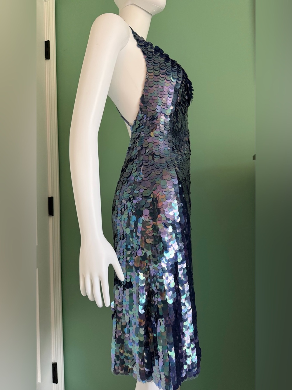 Betsey Johnson Vintage Iridescent Multi-Sequin Slip Dress - Picture 3 of 15